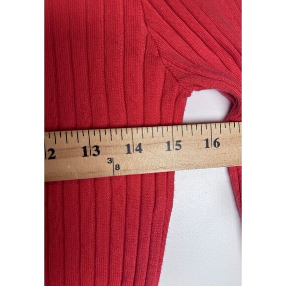Cabi Knit Bell Sleeve Ribbed Sweater Size Small Valentines Day Cardigan Snap - Picture 8 of 10
